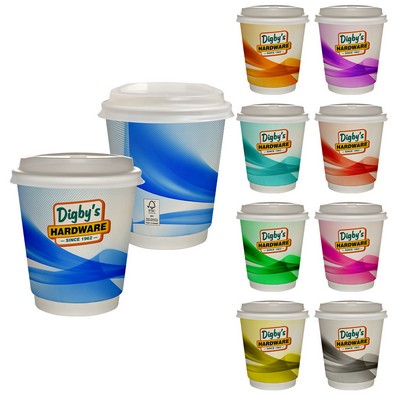 10 oz. Full Color Groovy Insulated Paper Cup With Lid