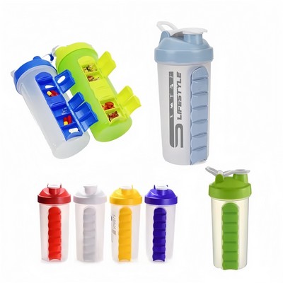 25 oz. Plastic Shaker Bottles With Combine Daily Pill Box