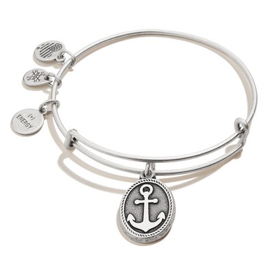 Alex and Ani® Anchor Charm Rafaelian Silver Bangle