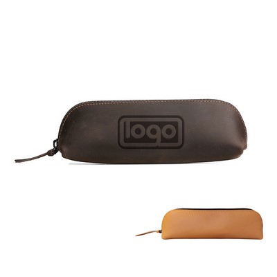 Genuine leather zipper storage bag