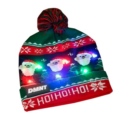 Knitted LED Beanie with Soft PVC Patch