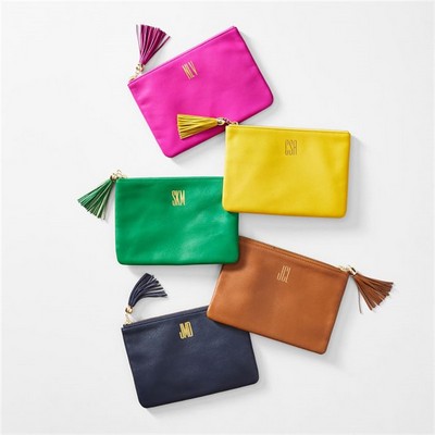 Leather Tassel Zipper Pouch,Portable PU Coin Purse For Women Credit Card Folded Bills ID Key Headset