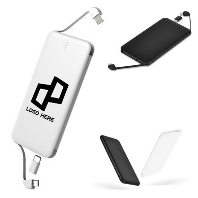 5000Mah Portable Charger With Built-In Cables