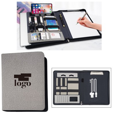 Wireless Charging Business Padfolio With Zip