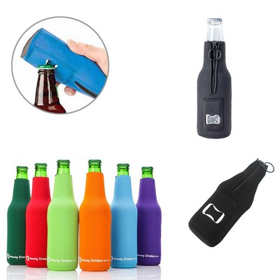 Neoprene Bottle Cooler with Built-in Opener