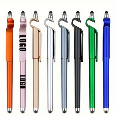 3-in-1 Custom ABS Multifunctional Matte Finish Stylus Ballpoint Pen w/Phone Stand MOQ100PCS