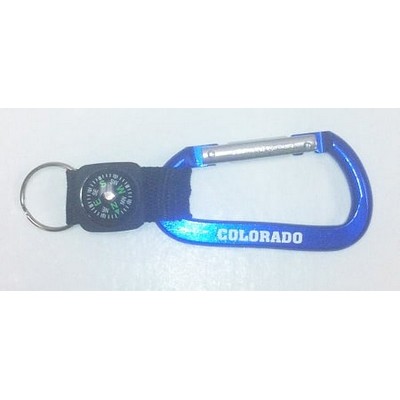 Blue Carabiner w/Compass Strap