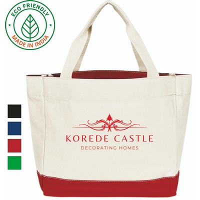 Elegant Tote Bag Eco Friendly Canvas Red Trim