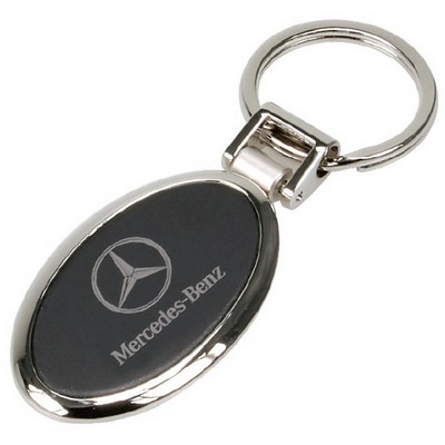 Metal Oval Key Chain in Black Finish