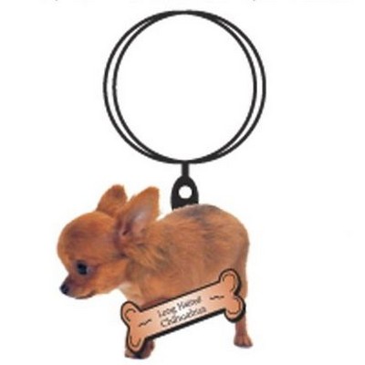 Long Haired Chihuahua Keychain w/Mirrored Back (8 Square Inch)