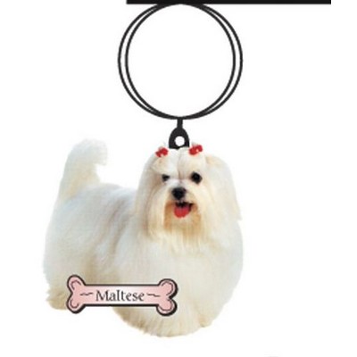 Maltese Dog Keychain w/Mirrored Back (6 Square Inch)