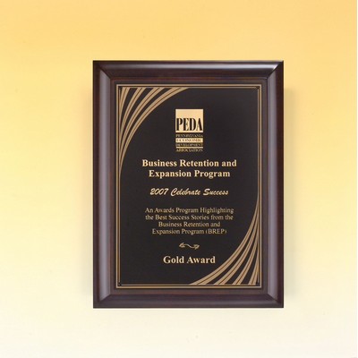 Cherry Finish Plaque w/ Cascading Gold Swirl Engraving Plate (9"x12")