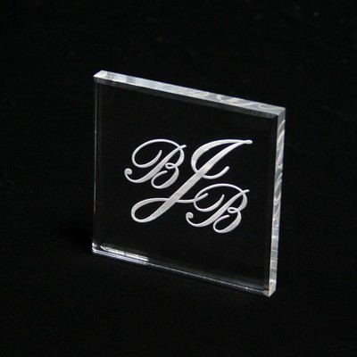 Beveled Square Acrylic Paperweight - Thin (3"x3"x3/8")