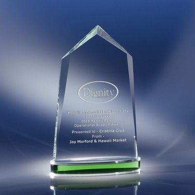 Peak of Success Crystal Award with Green Base