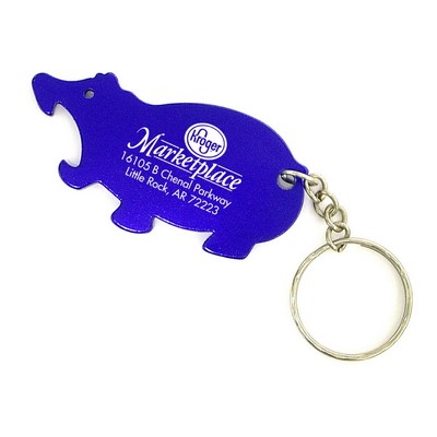 Hippo Aluminum Bottle Opener w/Key Chain (6 Week Production)