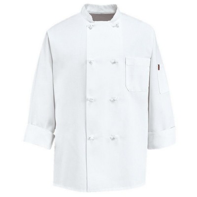 Red Kap™ Chef Designs Eight Knot Button Chef Coat w/Thermometer Pocket - White