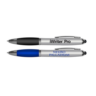 Liqui-Mark® iWriter® Pro - Stylus Retractable Ballpoint Pen w/Silver Barrel