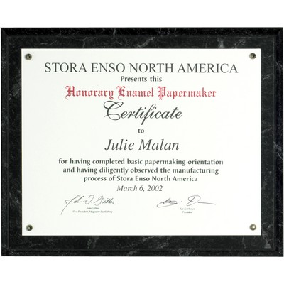 Marbled Black Award Plaque-Certificate Presenter Kit-8x10" Doc