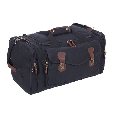 23" Black Canvas Weekender Bag w/Leather Accents