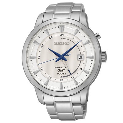 Seiko Men's Stainless Steel Kinetic GMT Watch