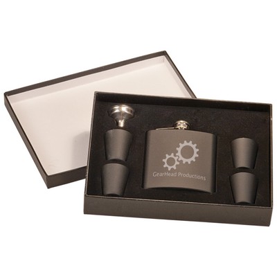 Flask Gift Set, Matte Black