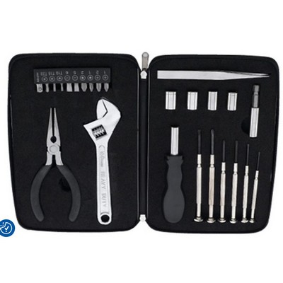 25 Piece Tool Set In Black zipper case