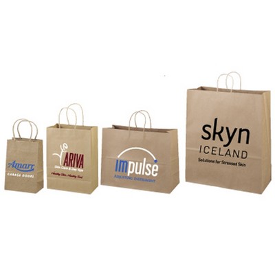 Natural Kraft Paper Shopping Bags w/Foil Imprint (10"x 5"x 13")