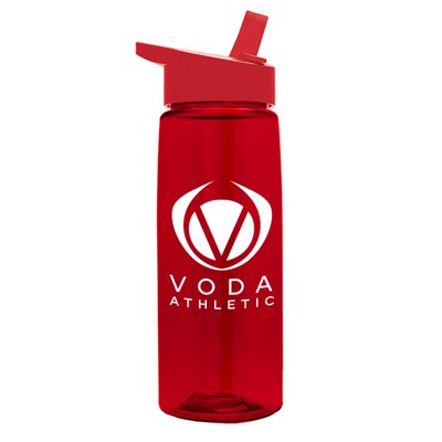 26 Oz. Transparent Flair Sports Bottle w/Flip Straw Handle Lid