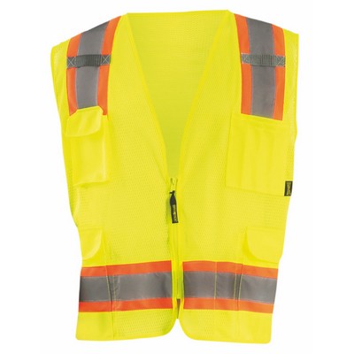 Class 2 Mesh Two Tone Surveyor Vest w/Zipper