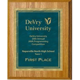 Oak Plaque 7" x 9" - Victory Sunray Plate Blue/Gold 5" x 7" Plate