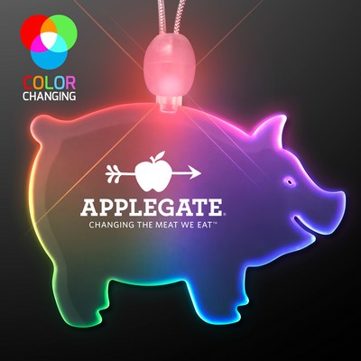 Acrylic Pig Shape Necklace w/ Multicolor LED - Domestic Print