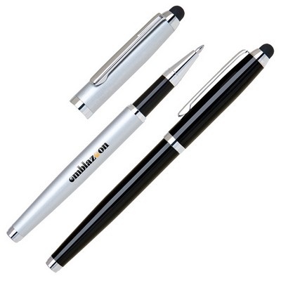 Brass Twist Cap Off Rollerball Pen w/ Touchscreen Stylus