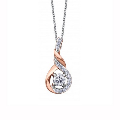 Canadian Diamond Spiral Teardrop Pendant in 10K White & Rose Gold (0.18 CT. T.W.)