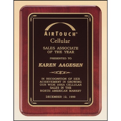 Rosewood Piano Finish Plaque with Brass Plate (9" x 12")