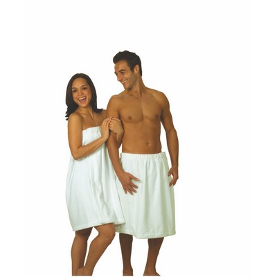 Bath Wrap - Men's, 22" Terry Velour, White, Wrap with Velcro® Closure (Blank)