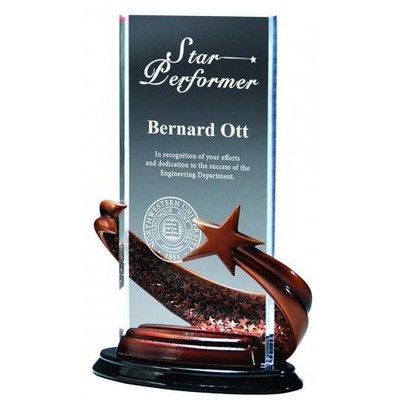 Bronze Brilliance Star Rectangle Award With Clear Background