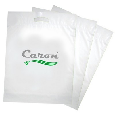 Recycled White Fold Over Die Cut Bag 1.35 Mil 2C2S (13"x18"x4")