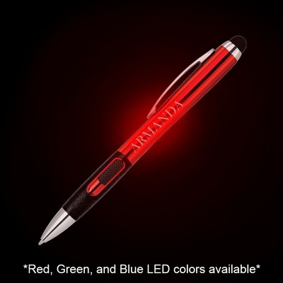 Colored Light Up Logo L.E.D. Ballpoint Pen w/Stylus