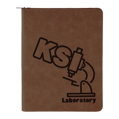 9½" x 12" Leatherette Dark Brown Portfolio with Zipper