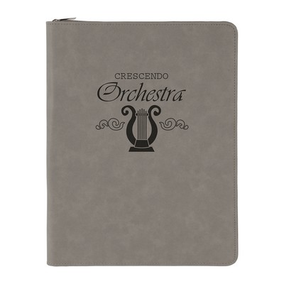 9½" x 12" Leatherette Gray Portfolio with Zipper