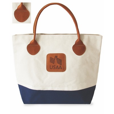 Large Two Tone Tote (Canvas/Spade End Leather Handles)