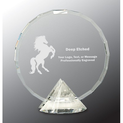 6 1/2" Clear Round Crystal Award on Clear Diamond Base