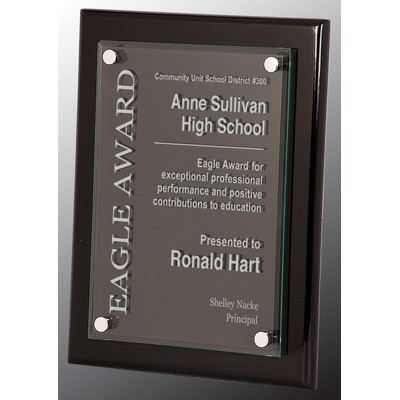 Black Piano Finish Floating Glass Plaque