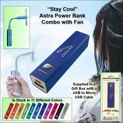 Dark Blue 2800 mAh Astra Power Bank Combo w/Fan