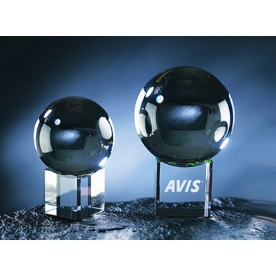 Gazing Ball w/Clear or Rainbow Base optical crystal award/trophy.3.125"D