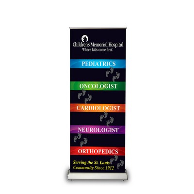 Genesis 34" Retractable Banner - Full Color, No Minimum, Silver Stand- Poly Film-No Minimums