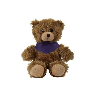 soft plush Mocha Curly Sitting Bear with bandana