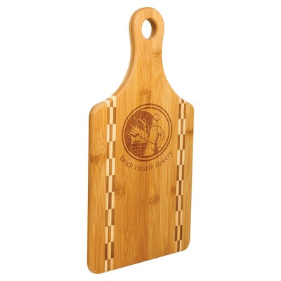 Paddle Shaped Bamboo Cutting Board with Butcher Block Inlay