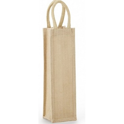 Single Bottle Clear & Solid Front Burlap Wine Bag