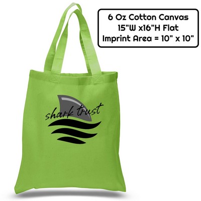 Value 6 oz Cotton Canvas Tote Bag - 15"W x 16"H x 21"Handle